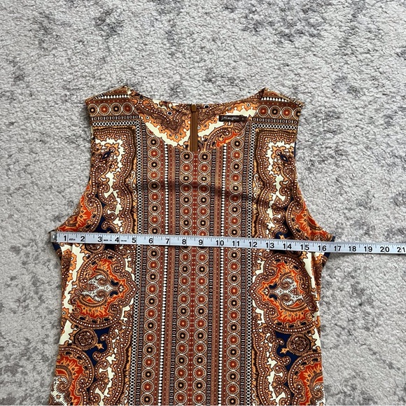 J McLaughlin Catalina Dress Sophia Scarf Print Orange Brown Classy Women’s Small - Picture 6 of 7